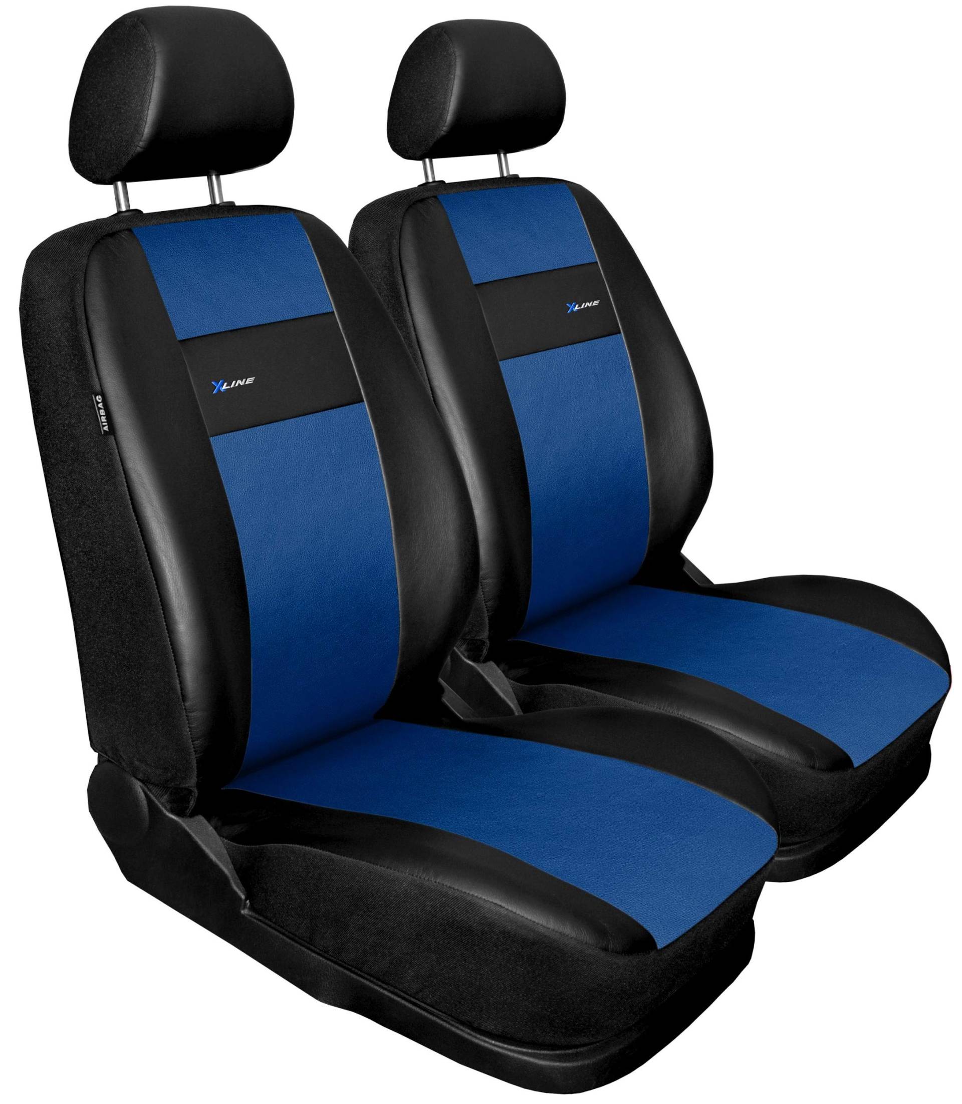 Carpendo Sitzbezüge Auto Vordersitze Autositzbezüge Schonbezüge Vorne - Seitenairbag geeignet - X-Line - Blau von Carpendo