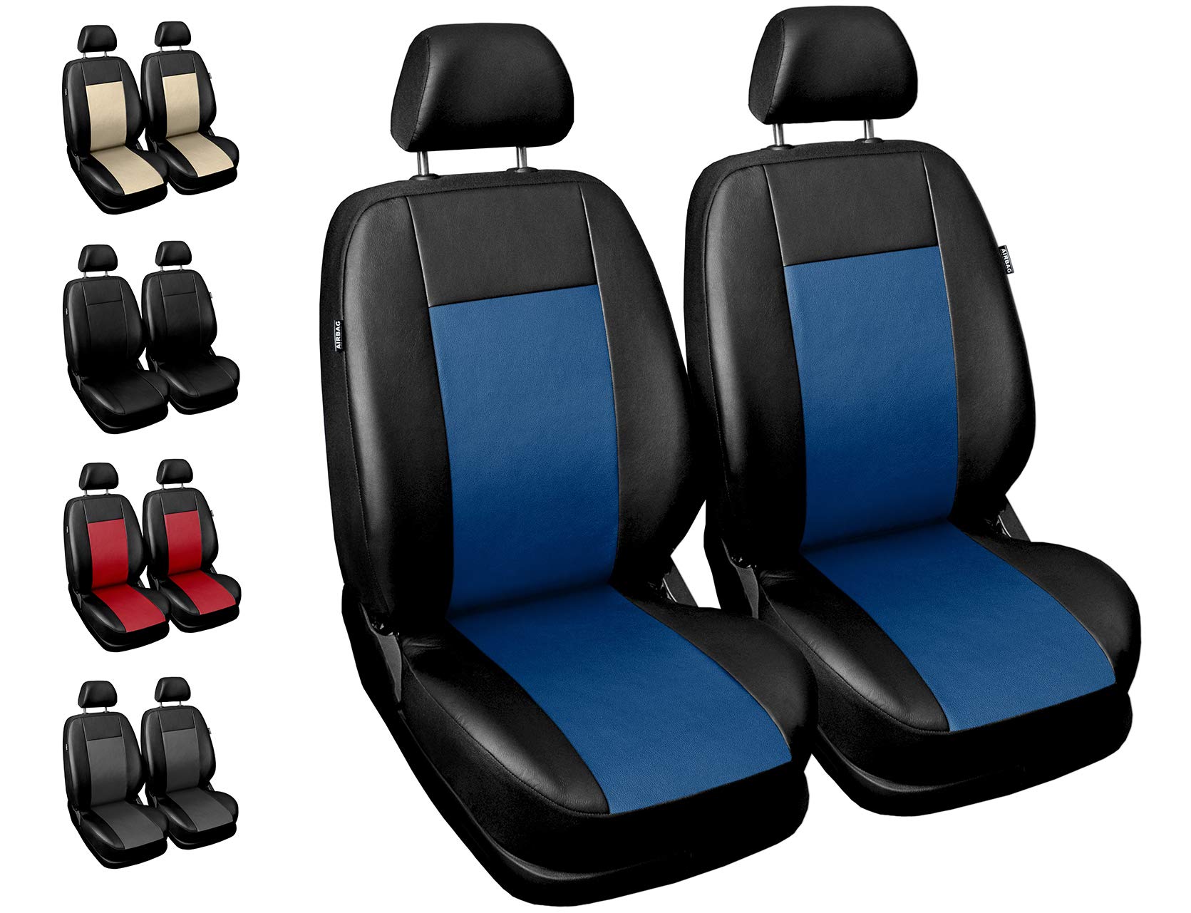 Sitzbezüge Auto Vordersitze Universal Autositzbezüge Schonbezüge Vorne schwarz-grau mit Airbag System Comfort - Blau von Carpendo