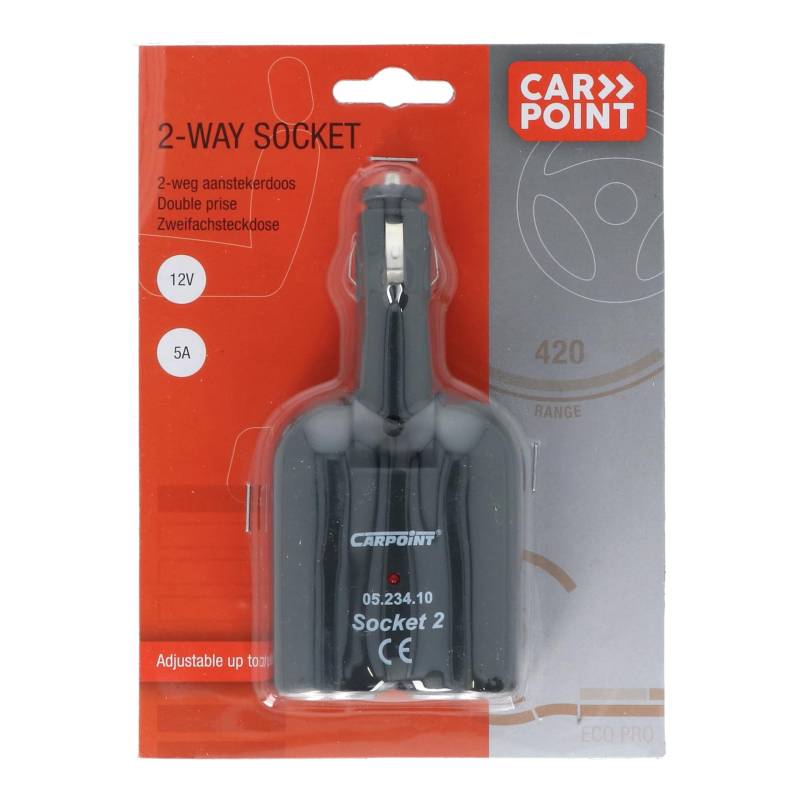 Carpoint 0523410 Zweifachsteckdose, Schwarz von Carpoint