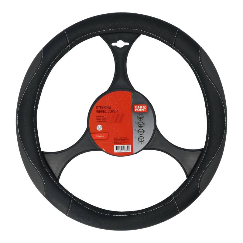 Carpoint Lenkradhülle PU Leder schwarz/grau 37-39cm von Carpoint