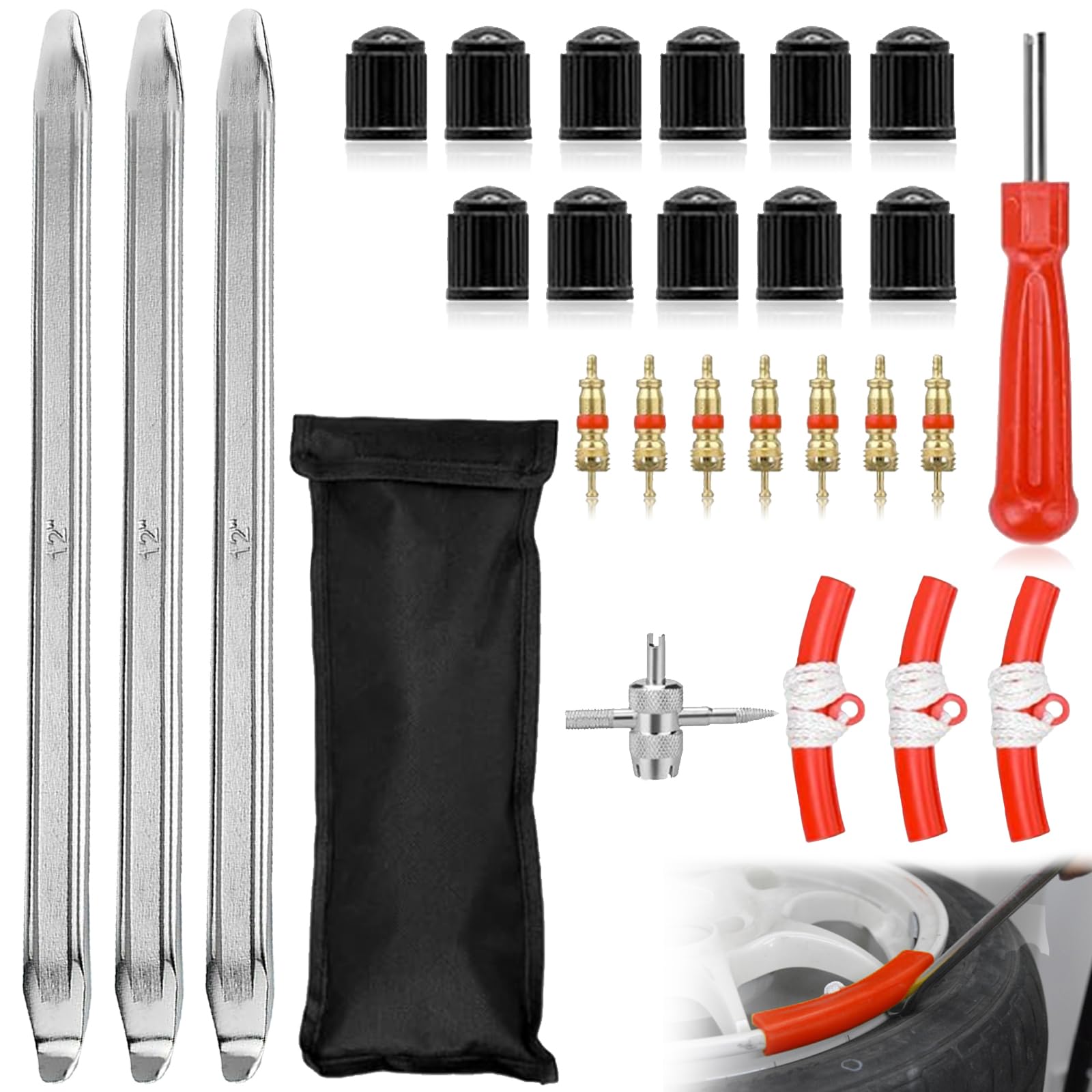 27 Stück Montierhebel Reifen 30 cm mit 3 Felgenschützern, Reifenmontierhebel Reifen Montiereisen Einfach zu Bedienen, Reifenmontage Werkzeug Reifenmontiergerät für Motorrad Fahrrad Auto 27 Stück Montierhebel Reifen 30 cm mit 3 Felgenschützern, Reifenmontierhebel Reifen Montiereisen Einfach zu Bedienen, Reifenmontage Werkzeug Reifenmontiergerät für Motorrad Fahrrad Auto von Carreuty