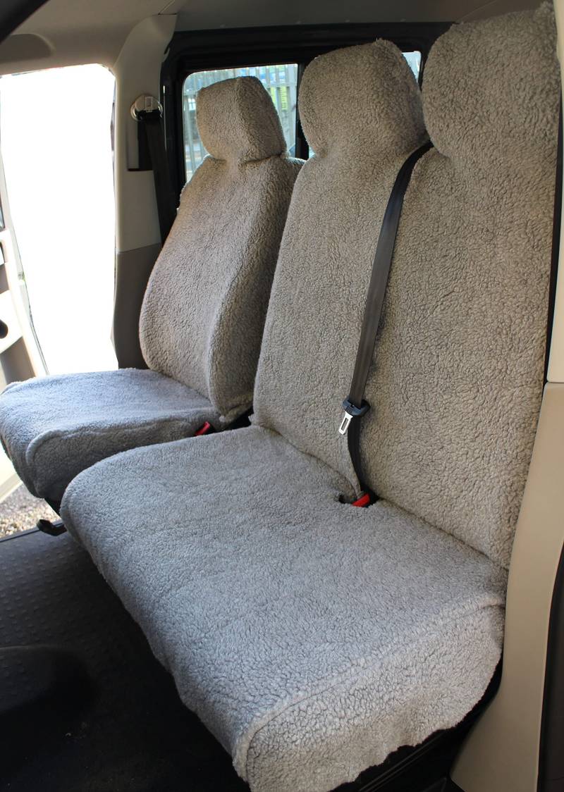 Carseatcover-UK® Sherpa Schaffell Kunstfell-Sitzbezüge, passend für die meisten Lieferwagen, Einzel- und Doppelbett, Grau von Carseatcover-UK