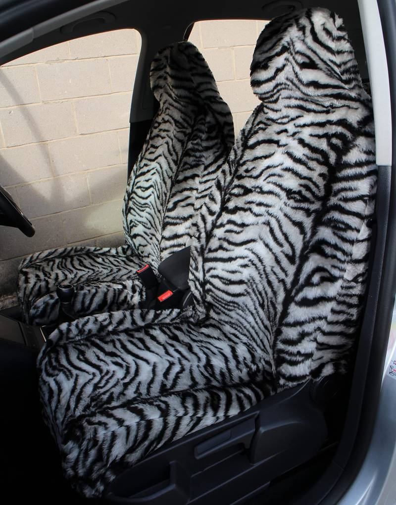 Carseatcover-UK Fell kunstpelz Autositzbezuge Grau Tiger Universal Vordersitzbezüge Passend für die meisten Autos - 1 paar von Carseatcover-UK