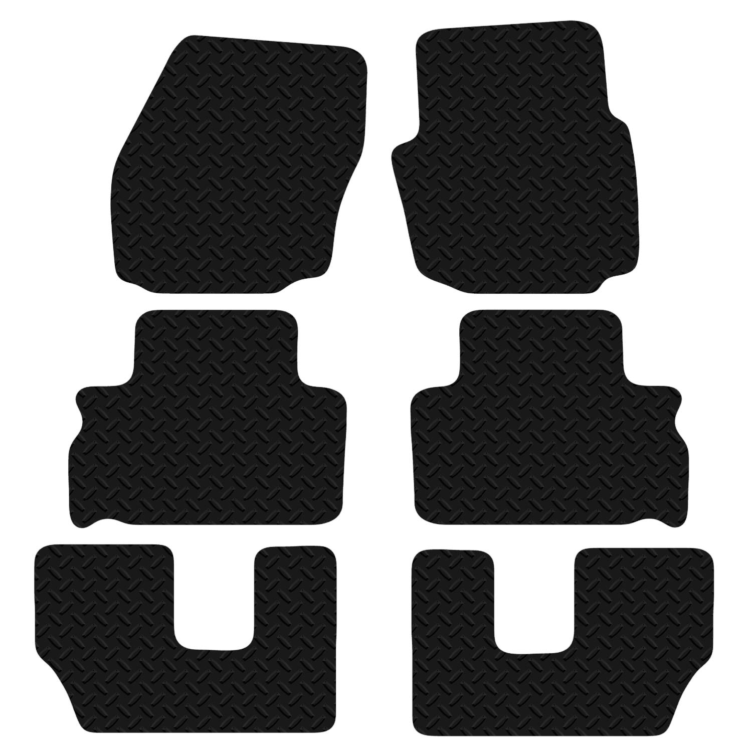 Carsio CUT-2050 Fußmatten aus Gummi, maßgeschneidert, 3 mm, 6-teiliges Set, für Ford S-Max 7-Sitzer ab 2006 von Carsio