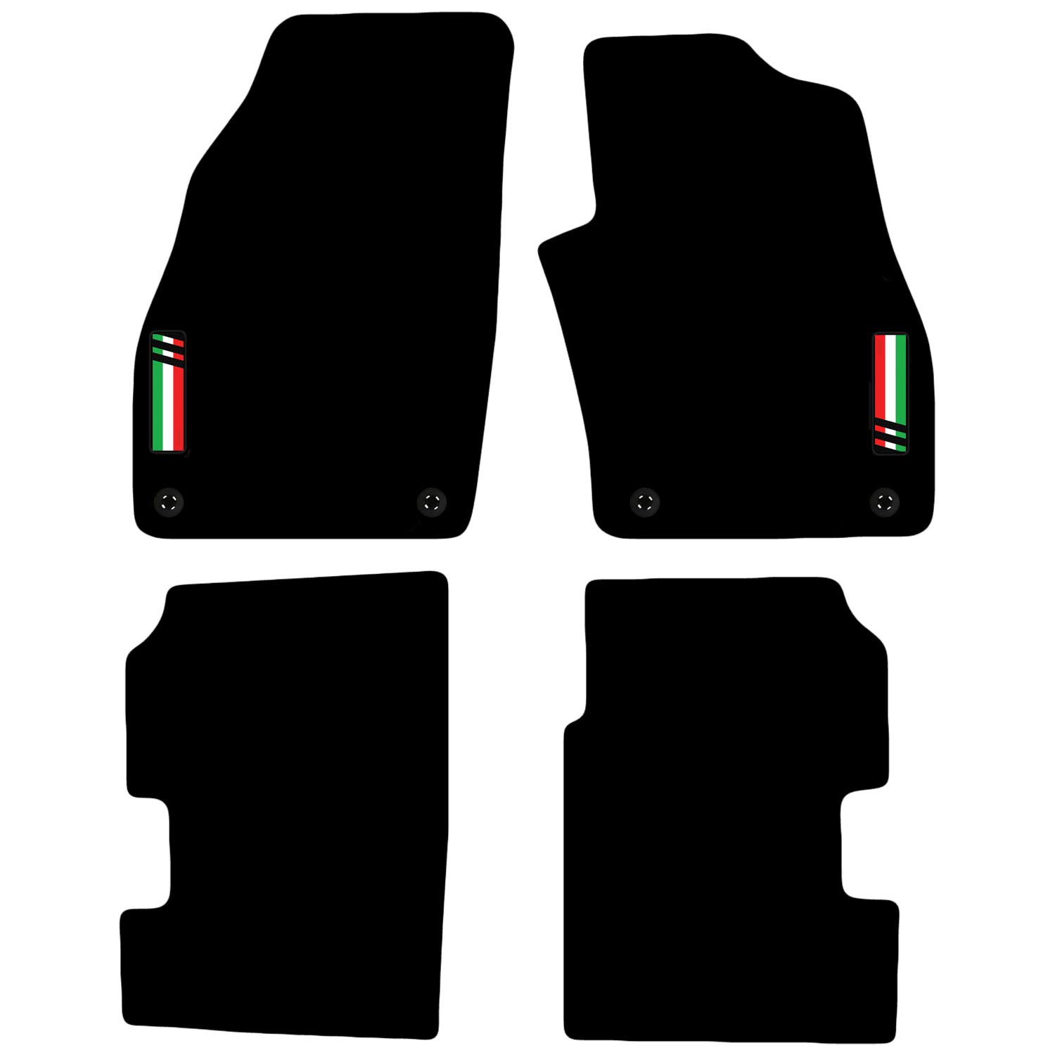Carsio L136-CARP-CUT-3309-(58 x 4) maßgeschneiderte Auto-Fußmatten mit Logo 4 Clips für FIAT Punto ab 2012, schwarz von Carsio