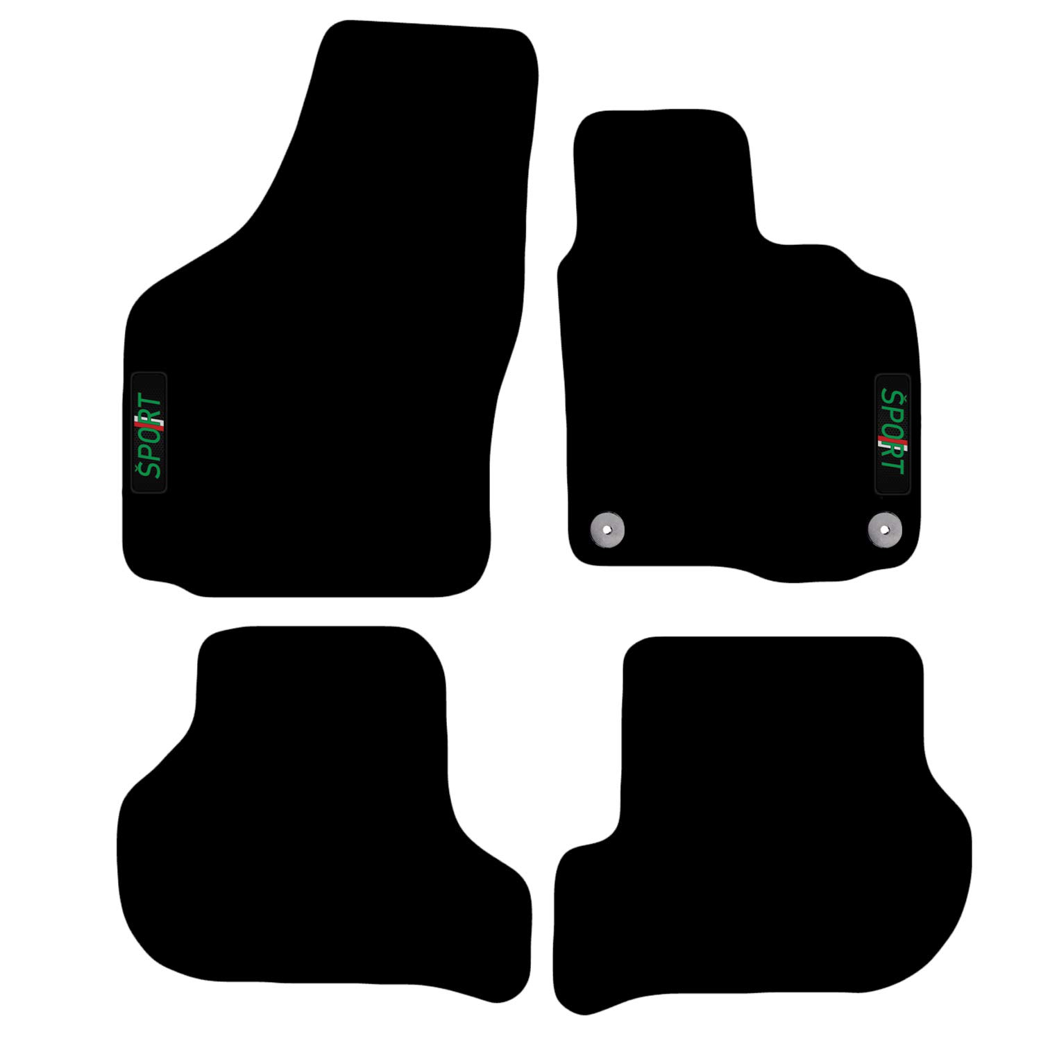 Carsio Maßgeschneiderte Auto-Fußmatten für Skoda Octavia 2008 bis 2013 mit Logo 2 Clips von Carsio