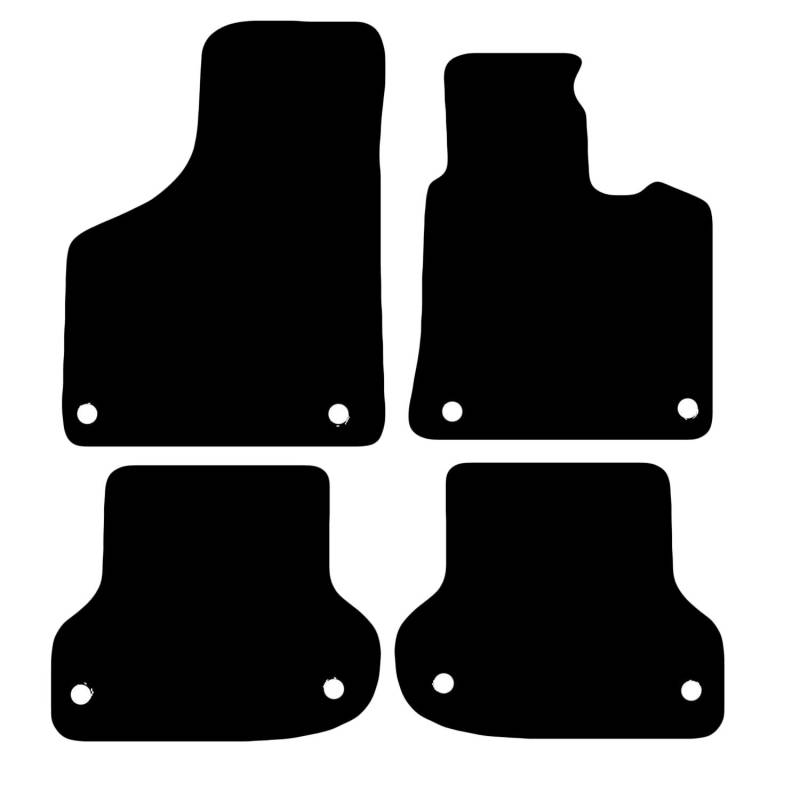 Carsio Maßgeschneiderte Schwarze Teppich-Fußmatten für A3 Sportback 2004–2012 – 4-teiliges Set mit 8 Clips von Carsio