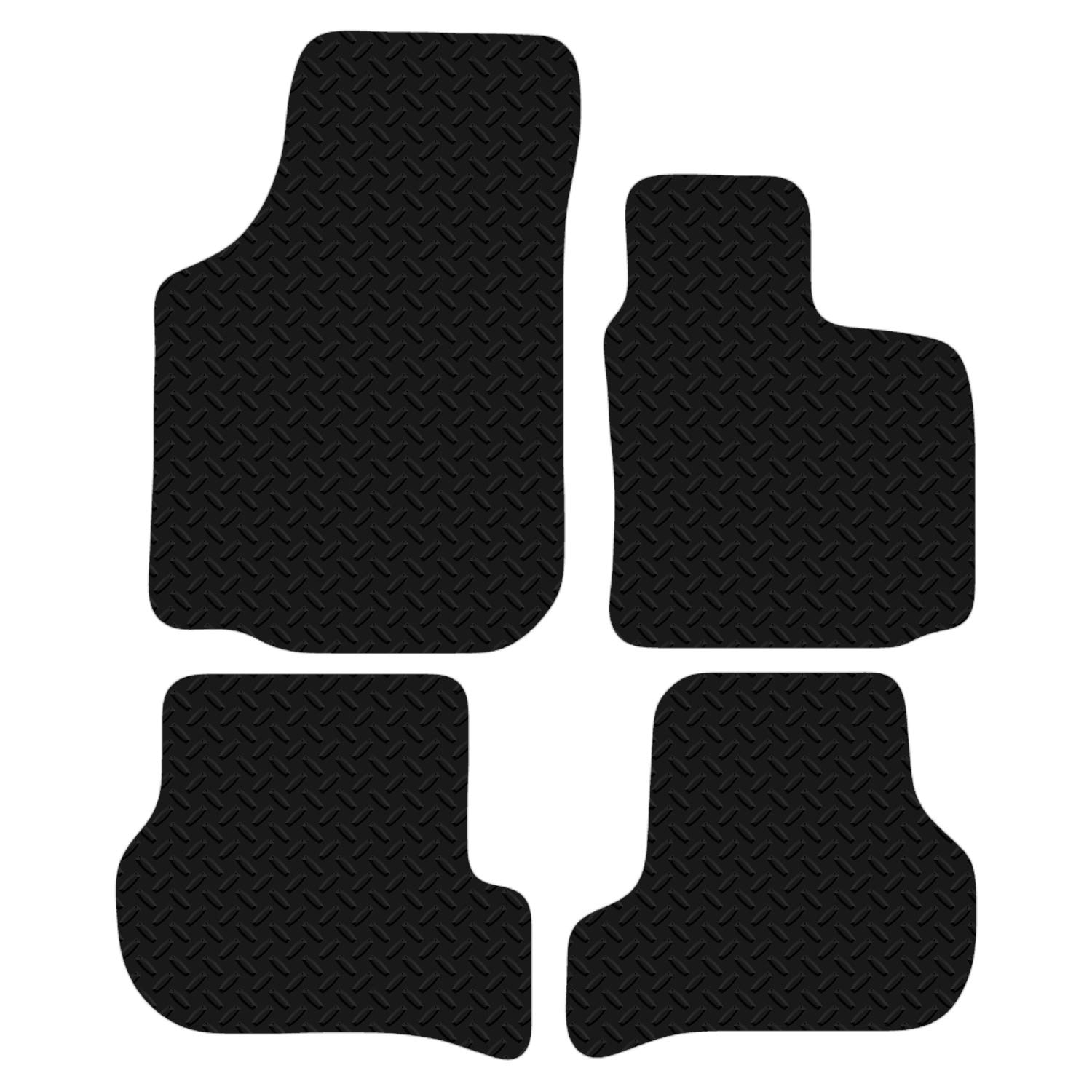 Carsio Schwarze Gummi-Fußmatten für Seat Leon MK2 Facelift 2009–13, 3 mm, 4-teiliges Set von Carsio