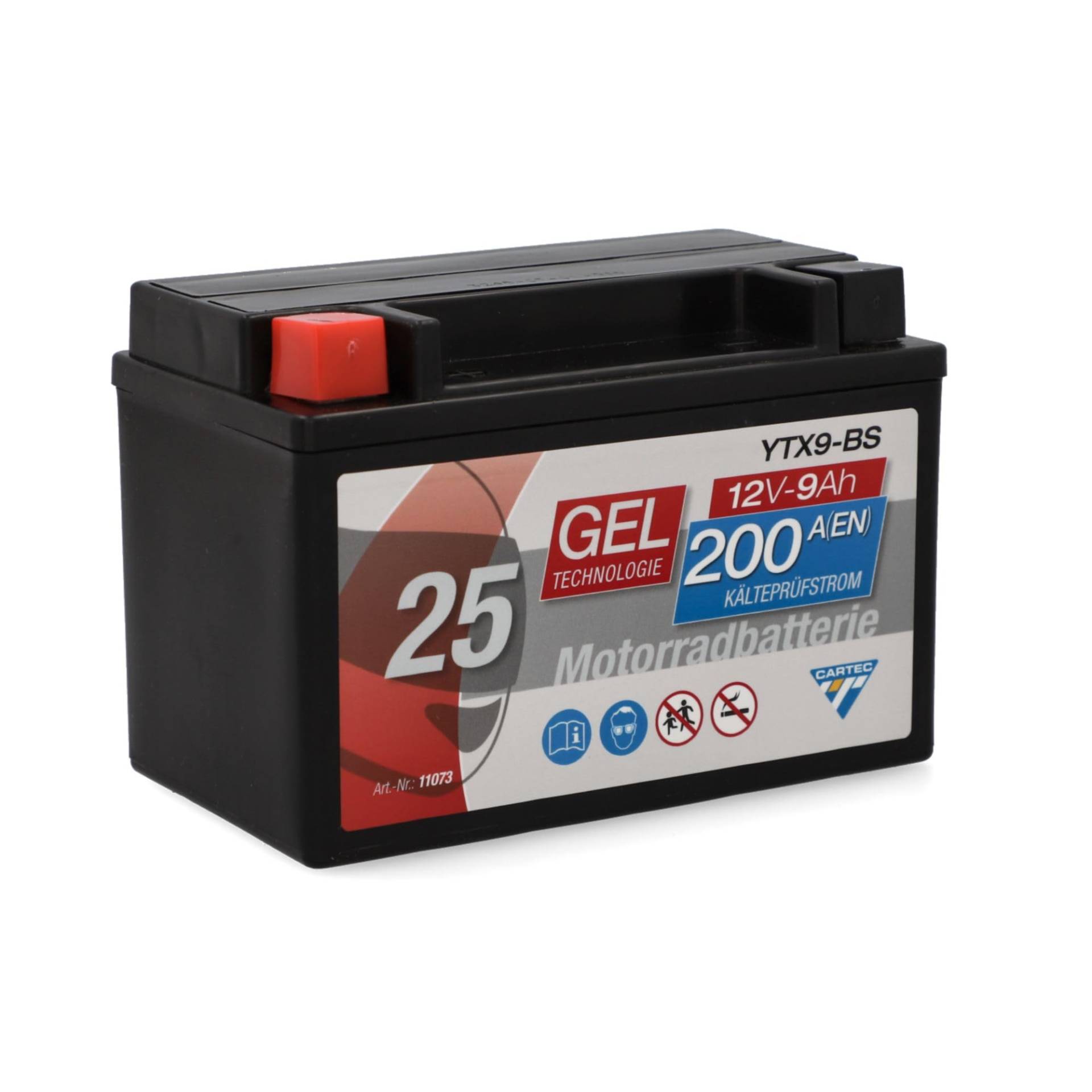 CARTEC Motorradbatterie YTX9-BS, 9Ah, 200A, Gel Technologie Motorrad-Starter-Batterie, Erstausrüsterqualität, zyklenfest, lagerfähig, wartungsfrei, schwarz CARTEC Motorradbatterie YTX9-BS, 9Ah, 200A, Gel Technologie Motorrad-Starter-Batterie, Erstausrüsterqualität, zyklenfest, lagerfähig, wartungsfrei, schwarz von Cartec