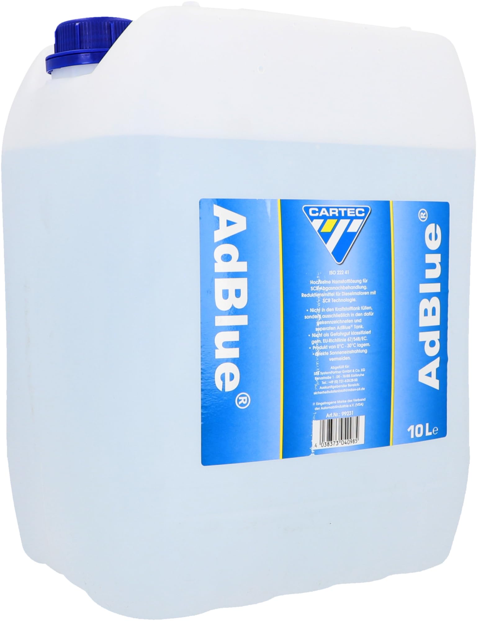 Cartec AdBlue Hochreiner Harnstoff zur Abgasnachbehandlung, mit Einfüllhilfe, 10 L von Cartec