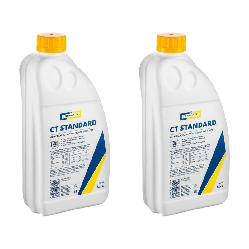 CARTECHNIC 2X Kühlerschutz Kühlflüssigkeit Kühlerfrost CT Standard grün-gelb 1,5L von CARTECHNIC