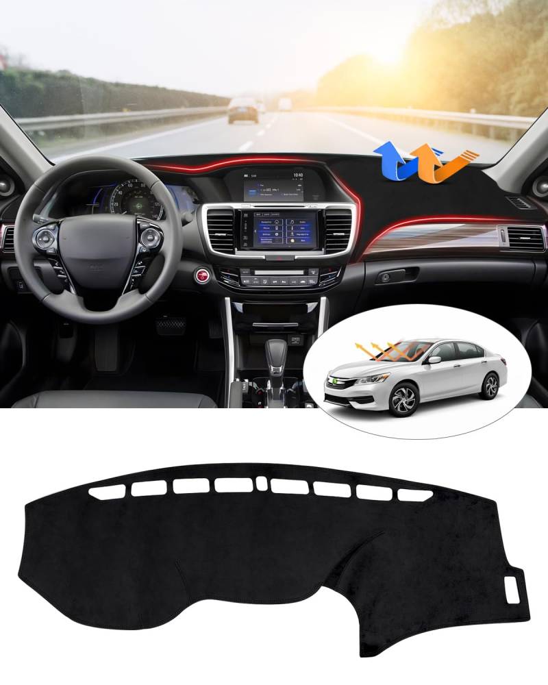 Cartist Armaturenbrett-Abdeckung, passgenau für Honda Accord 2013 2014 2015 2016 2017 Armaturenbrett-Abdeckung, Anti-Rutsch-Pad Teppich Sonnenschutz Schutz von Cartist