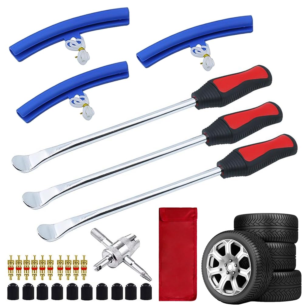 Cartlant 33x Reifenheber Set, Reifen Montiereisen Montierhebel Werkzeug mit 3X Reifenmontierhebel, 3X Rad Felge Protektoren, Tire Spoons Lever Reifenwechselset Reifen für Motorrad Fahrrad MTB Cartlant 33x Reifenheber Set, Reifen Montiereisen Montierhebel Werkzeug mit 3X Reifenmontierhebel, 3X Rad Felge Protektoren, Tire Spoons Lever Reifenwechselset Reifen für Motorrad Fahrrad MTB von Cartlant