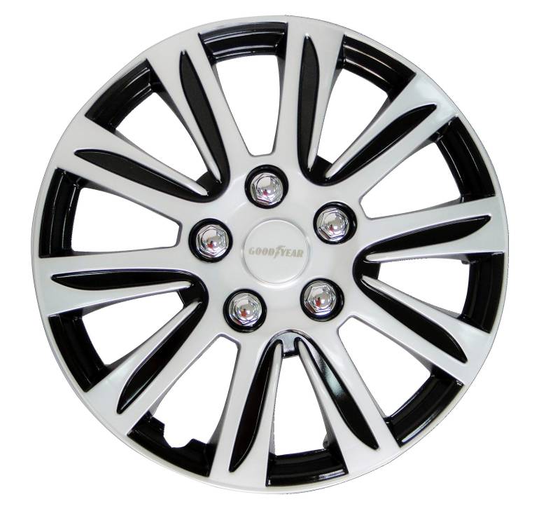 Goodyear Radkappen Laredo, 16 Zoll, aus Spezial-ABS-Qualitätskunststoff, schlagfest, zweischichtige Metallic-Lackierung, überlackierbar, schwarz-silber, 4 Stück von GOODYEAR