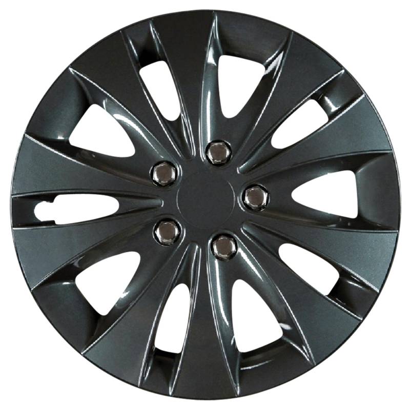 cartrend Radkappen Strom, 15 Zoll, für alle gängigen Stahlfelgen, aus Spezial-ABS-Qualitätskunststoff, schlagfest, zweischichtige Metallic-Lackierung, überlackierbar, schwarz, 4 Stück von cartrend
