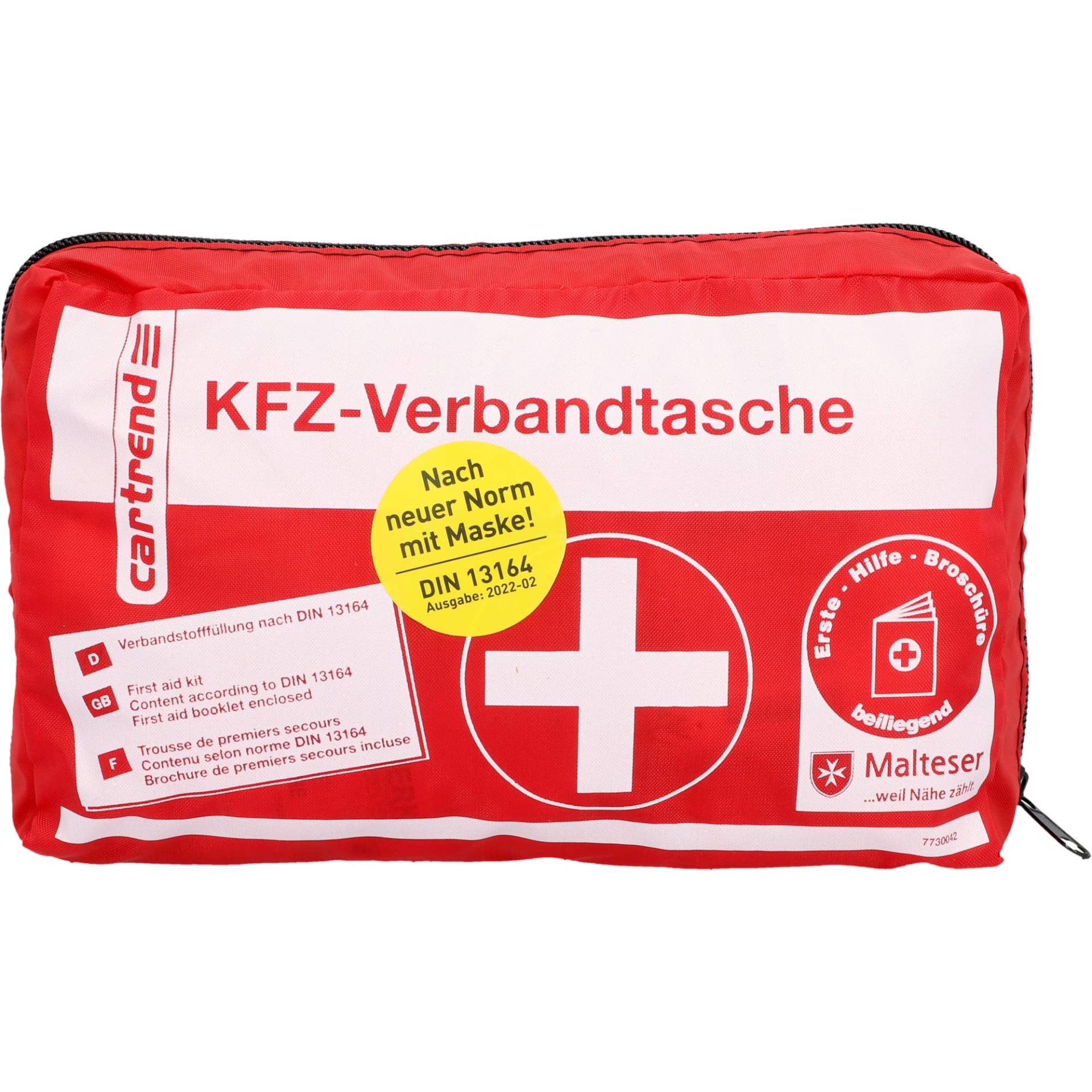 cartrend KFZ Verbandskasten | nach aktueller Norm DIN 13164 | Erste-Hilfe-Set Verbandstasche inkl. Maske und Broschüre von cartrend