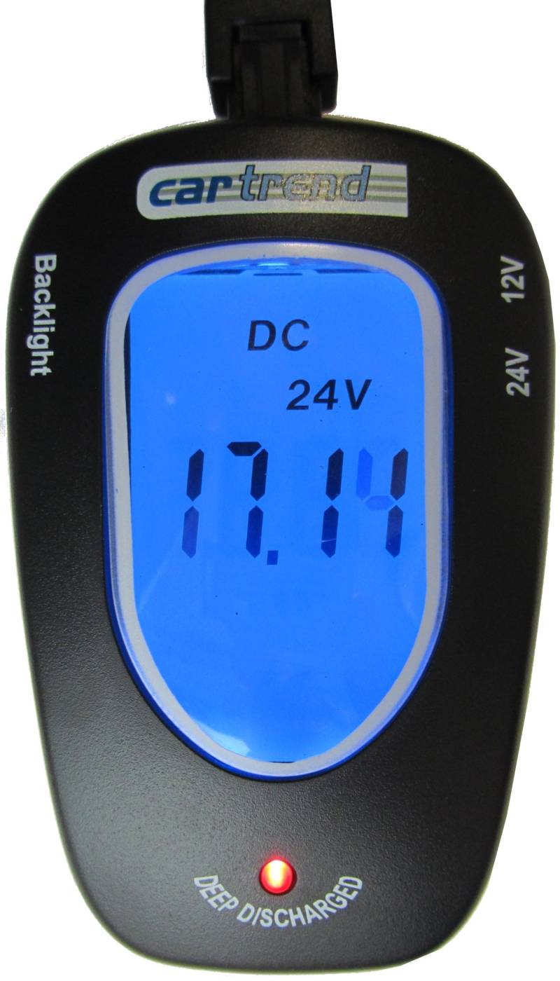 Cartrend 80127 Batterie Tester 12 Volt/24 Volt, mit LCD Anzeige blau beleuchtet von cartrend
