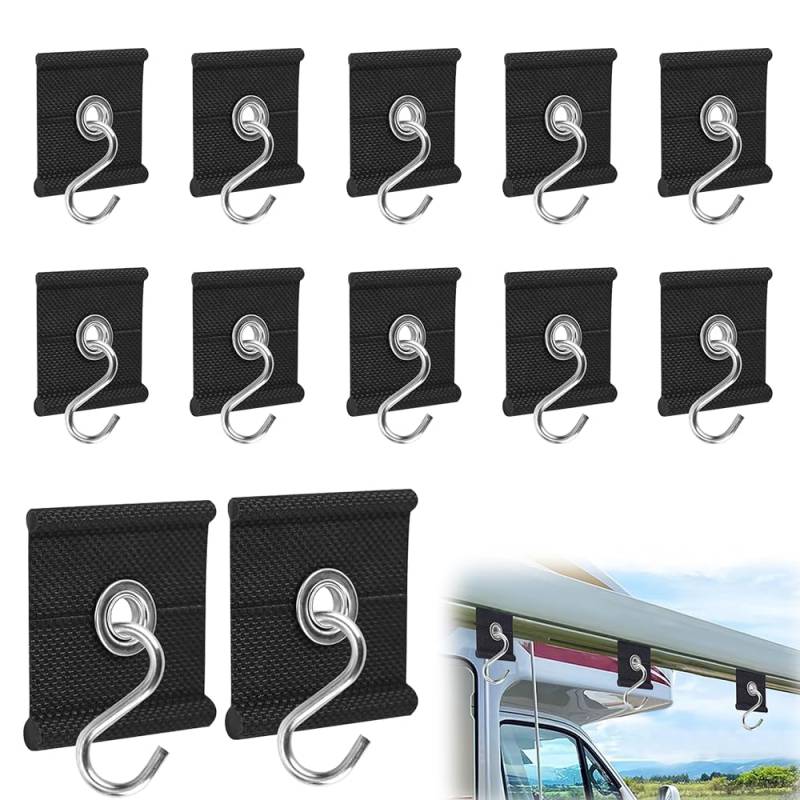 Casenly 12 Stück Kederleiste Haken für 5/6mm, 7/8mm, Wohnmobil Markisenhaken Kederleisten Haken RV Rohrstreifenhaken Camping Markisen Haken Kederschiene Zubehör für Kederschiene Wohnwagen Zelt von Casenly
