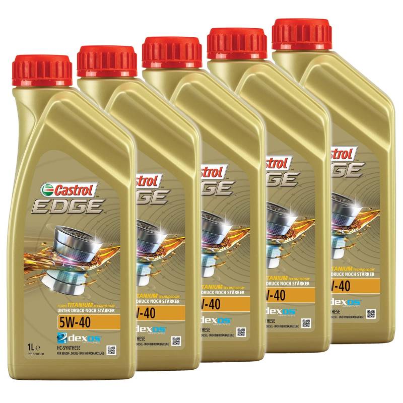 5x 1 L = 5 Liter Castrol Edge Fluid Titanium 5W-40 Motoröl von Castrol Bundle