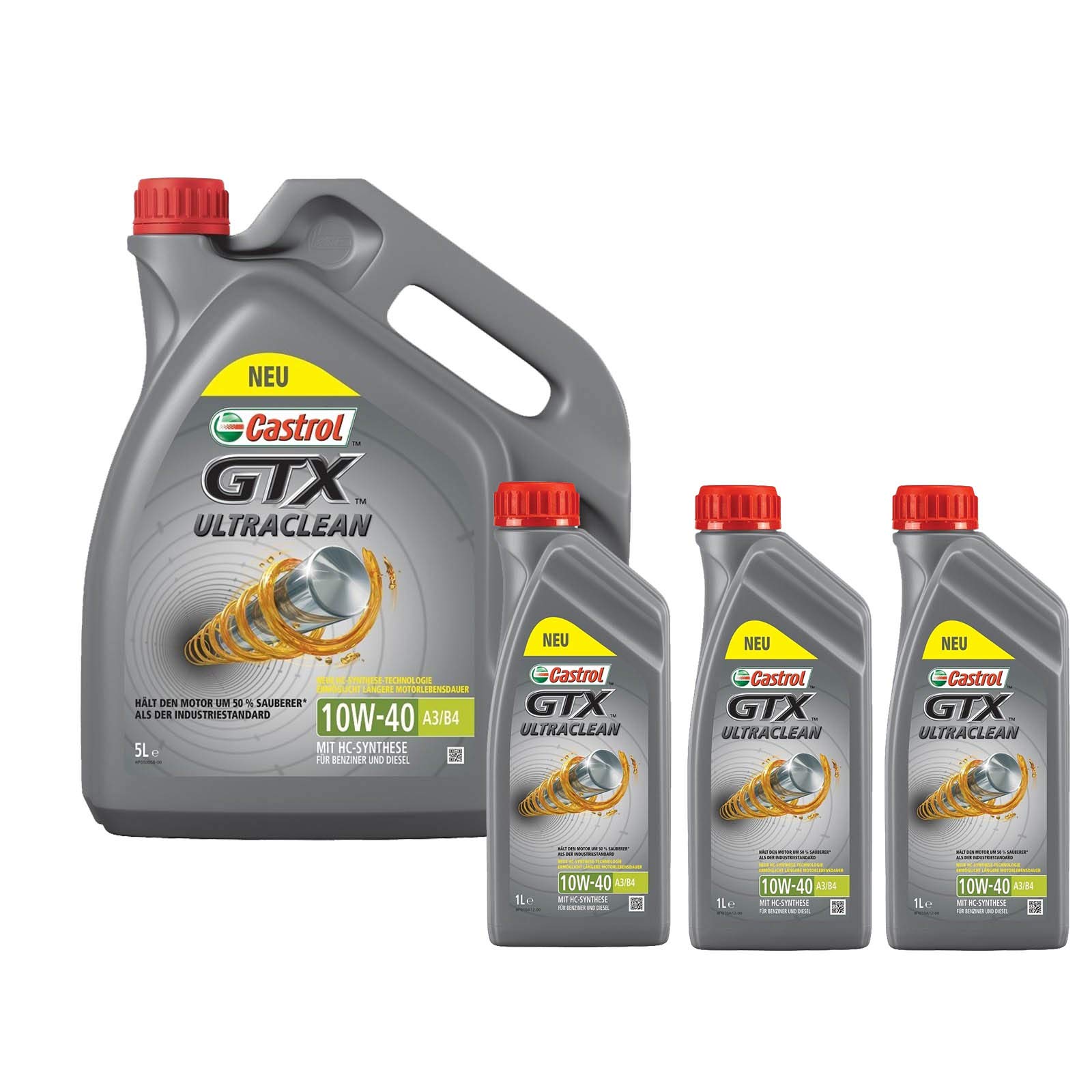 Motorenöl 10W-40 GTX Ultraclean A3/B4 [8 L] von Castrol (SET15A4D58L) Öl Schmierung Motorenöl von Castrol Bundle