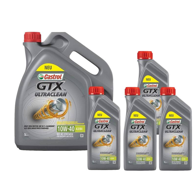 Motorenöl 10W-40 GTX Ultraclean A3/B4 [9 L] von Castrol (SET15A4D59L) Öl Schmierung Motorenöl von Castrol Bundle