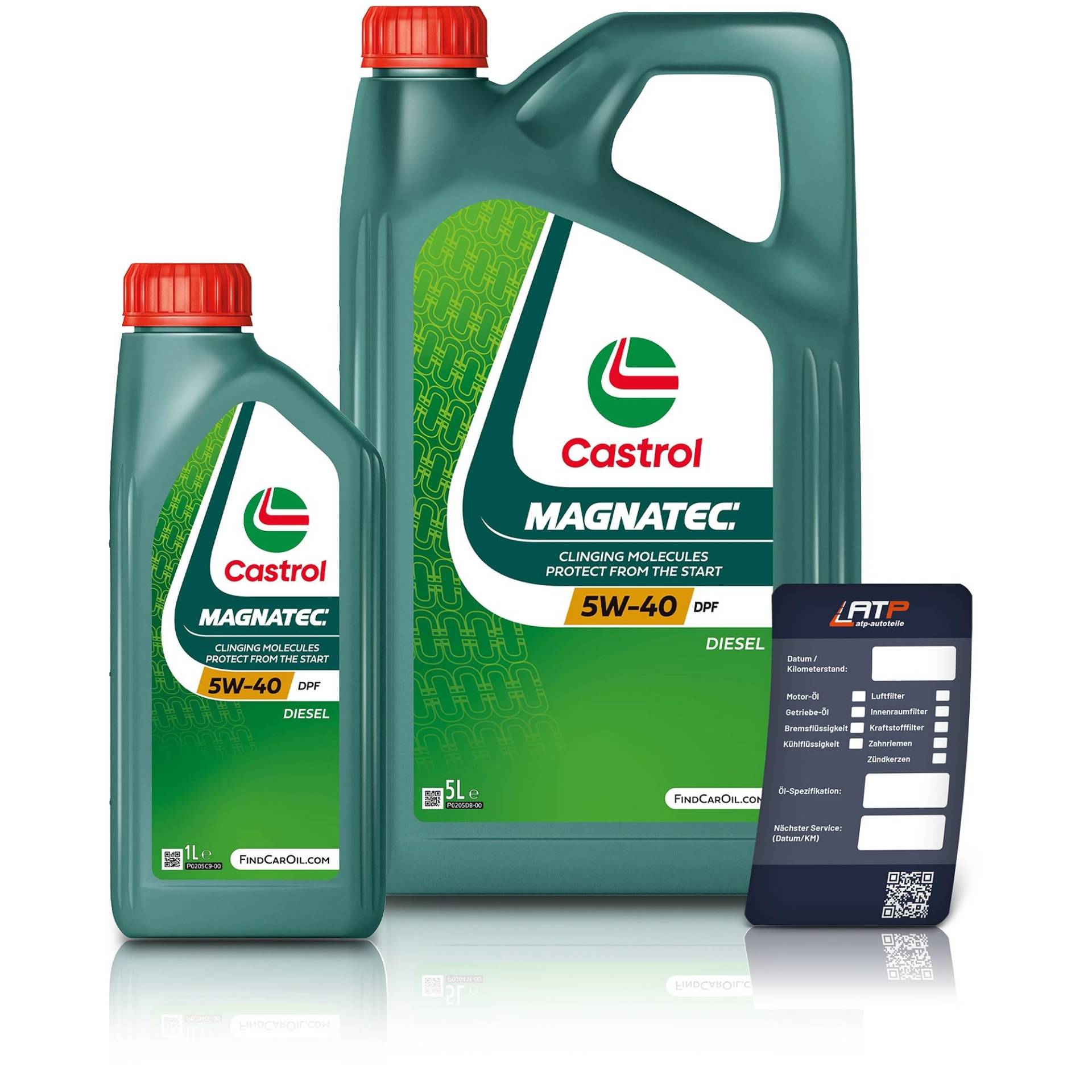 1 L + 5 L = 6 Liter Castrol Magnatec Diesel 5W-40 DPF Motoröl inkl. Castrol Ölwechselanhänger von Castrol