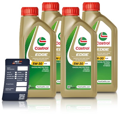 Castrol 4x 1 L EDGE 5W-30 A5/B5 + Ölwechsel-Anhänger [Hersteller-Nr. 15BAE7] von Castrol