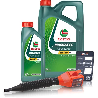 Castrol 6 L Magnatec 5W-30 C3 + Ölwechsel-Anhänger + Einfülltrichter [Hersteller-Nr. 15D612] von Castrol