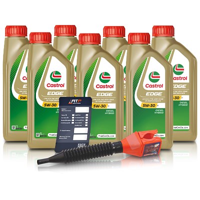 Castrol 7x 1 L EDGE 5W-30 C1 + Ölwechsel-Anhänger + Einfülltrichter [Hersteller-Nr. 15B942] von Castrol