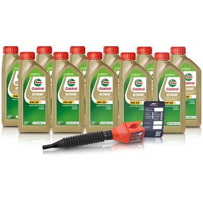 Castrol 11x 1 L EDGE 5W-30 LL + Ölwechsel-Anhänger + Einfülltrichter [Hersteller-Nr. 15665F] von Castrol