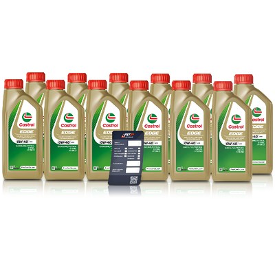 Castrol 12x 1 L EDGE 0W-40 A3/B4 + Ölwechsel-Anhänger von Castrol