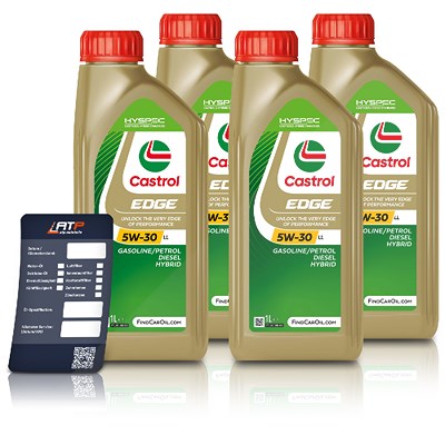 Castrol 4x 1 L EDGE 5W-30 LL + Ölwechsel-Anhänger [Hersteller-Nr. 15665F] von Castrol