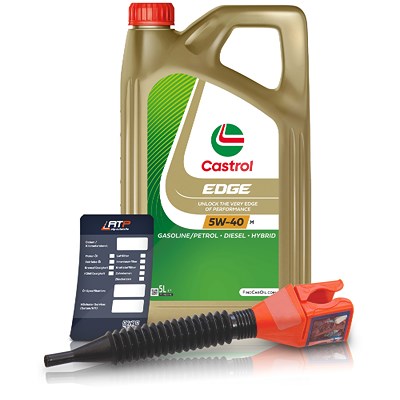 Castrol 5 L EDGE 5W-40 M + Ölwechsel-Anhänger + Einfülltrichter [Hersteller-Nr. 15D3AB] von Castrol