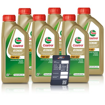 Castrol 6x 1 L EDGE 5W-40 M + Ölwechsel-Anhänger [Hersteller-Nr. 15D3AA] von Castrol