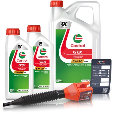 Castrol 7 L GTX 5W-40 A3/B4 + Ölwechsel-Anhänger + Einfülltrichter [Hersteller-Nr. 15218F] von Castrol