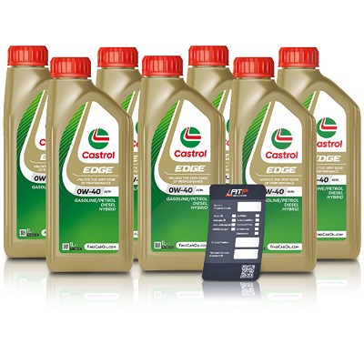 Castrol 7x 1 L EDGE 0W-40 A3/B4 + Ölwechsel-Anhänger [Hersteller-Nr. 15336D] von Castrol