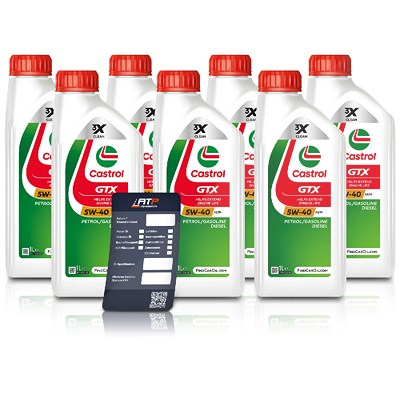 Castrol 7x 1 L GTX 5W-40 A3/B4 + Ölwechsel-Anhänger [Hersteller-Nr. 15218E] von Castrol