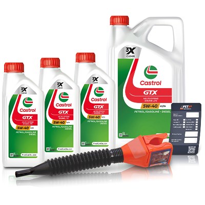 Castrol 8 L GTX 5W-40 A3/B4 + Ölwechsel-Anhänger + Einfülltrichter [Hersteller-Nr. 15218F] von Castrol