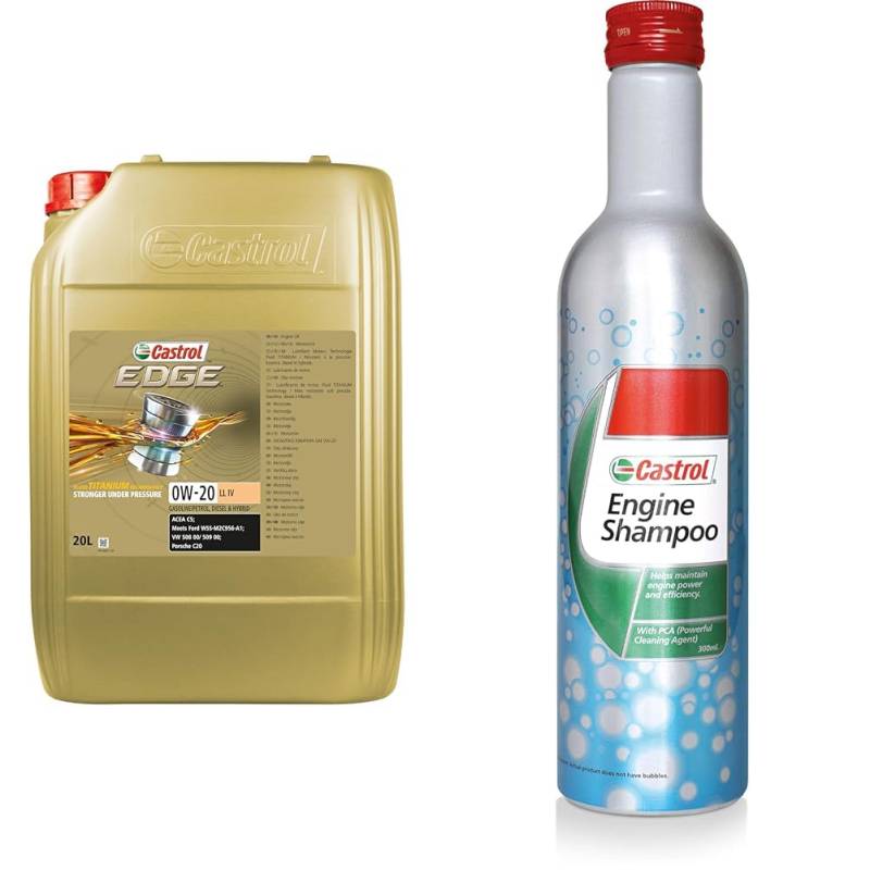 Castrol Bundle | Castrol EDGE 0W-20 LL IV Longlife Motoröl, 20L + Castrol Engine Shampoo, 300 ml von Castrol