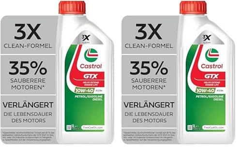 Castrol GTX 10W-40 A3/B4 Motoröl, 1L (Packung mit 2) von Castrol