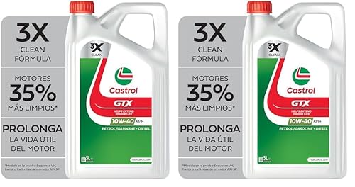 Castrol GTX 10W-40 A3/B4 Motoröl, 5L (Packung mit 2) von Castrol
