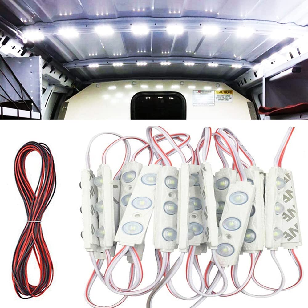 Caxmtu 60 LEDs Auto Innenbeleuchtung Reines Weiß 12 Volt LED Beleuchtungslampe Deckenleuchten Bausatz zum Lieferwagen Auto Fahrzeug LKW Gleichstrom 12V von Caxmtu