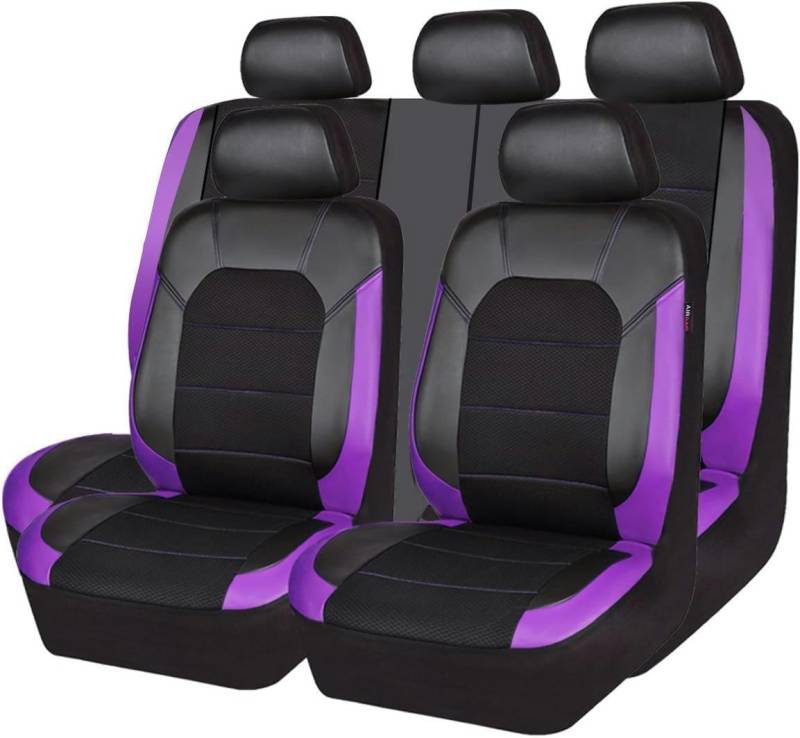 Cayyus Autositzbezüge Universal passend für Citroen C4 C3 C5 Triumph C2 C6 DS4 DS5 Ds6 C4L Picasso C4 Aircross Cactus C-Crosser C-XR Polyester Mesh Leder Kissen Set von Cayyus
