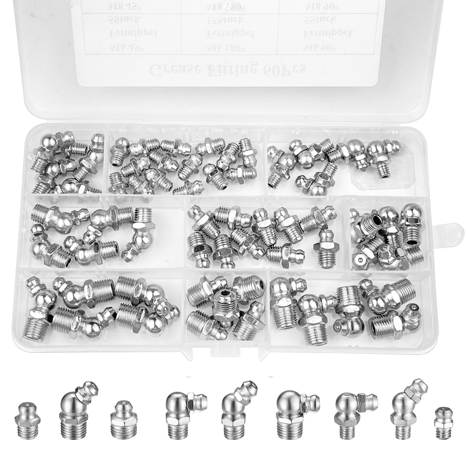 Ceisazira 60 Stück schmiernippel sortiment, Kit Kegelschmiernippel für Schmierpressen, Abschmiernippel Kegelnippel set M6 M8 M10, Gerader Hydraulik Fettnippel 45 ° 90 ° 180 ° mit Aufbewahrungsbox Ceisazira 60 Stück schmiernippel sortiment, Kit Kegelschmiernippel für Schmierpressen, Abschmiernippel Kegelnippel set M6 M8 M10, Gerader Hydraulik Fettnippel 45 ° 90 ° 180 ° mit Aufbewahrungsbox von Ceisazira