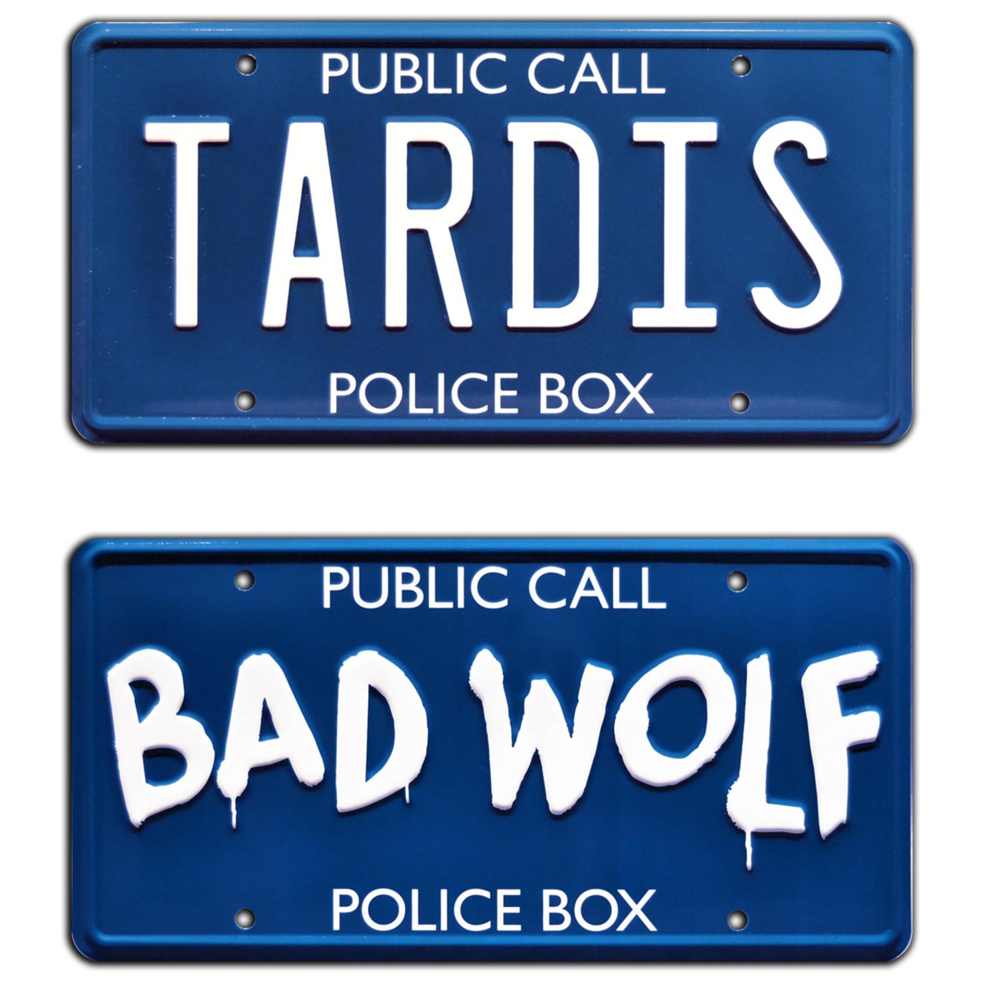 Celebrity Machines Tardis + Bad Wolf | Metal Stamped License Plates von Celebrity Machines