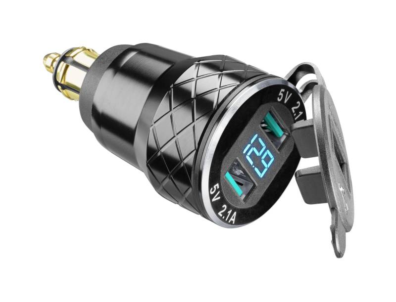 Interphone ACCDIN2USBALU19 | 12 Volt Adapter von DIN Steckdose auf 2 USB (4,2A) für Motorräder von Interphone