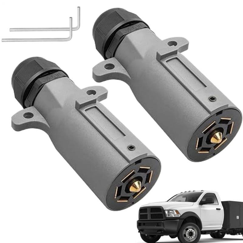 Celuicion 7-Poliger Anhängerstecker | 7-Poliger Rundstecker für Wohnmobile & Anhänger - Wasserdichter Kabeladapter Mit Schwerlast-Kabelbaum Für Boote, Rückfahrlicht & Blinker von Celuicion