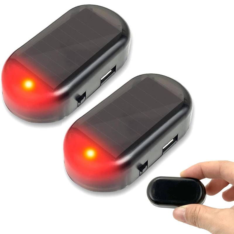 Cerioll Auto-Alarmanlage,Antis-diebstahl-Blinklampen,Solar Power Dummy Auto Alarm,Auto Alarmanlage Diebstahlsicherung,Lampe Dummy Anti-diebstahl Blinkende Blinklampe Für Auto Rot，2 Stück von Cerioll
