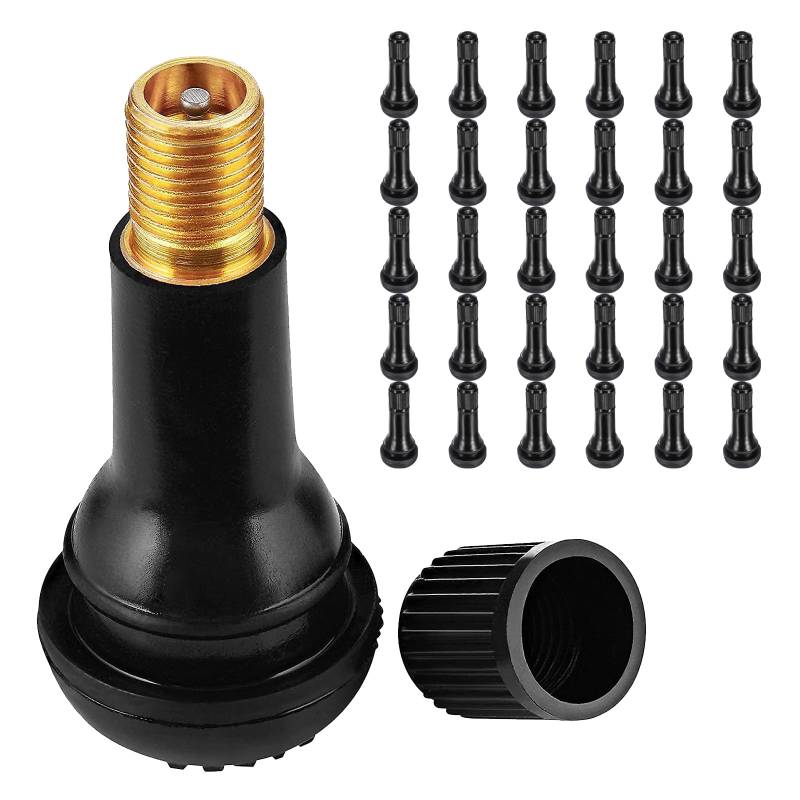 Reifenventil, Autoventil, Autoreifen Ventil, 30 Stück TR413 Gummi Ventile, Gummiventil Reifen, Universal Autoventil, Snap in Gummiventile, Felgenventile Reifen Schwarz für Meist Auto, Motorräder von Cerioll