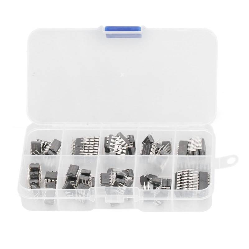 85-teiliges IC-Sortiment-Set, 10 Arten Integrierte Schaltkreis-Chip-IC-Chips-Sortiment-Set, Einschlielich NE555 LM324 LM393 UA741 ULN2803 LM358 LM386 NE5532 ULN2003 PC817 für von Cerlingwee